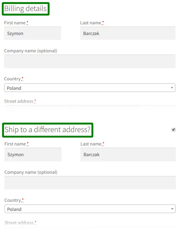 Billing details