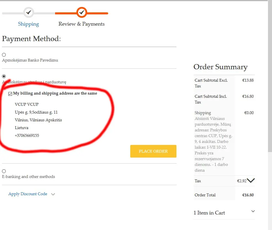 Billing vs Shipping address