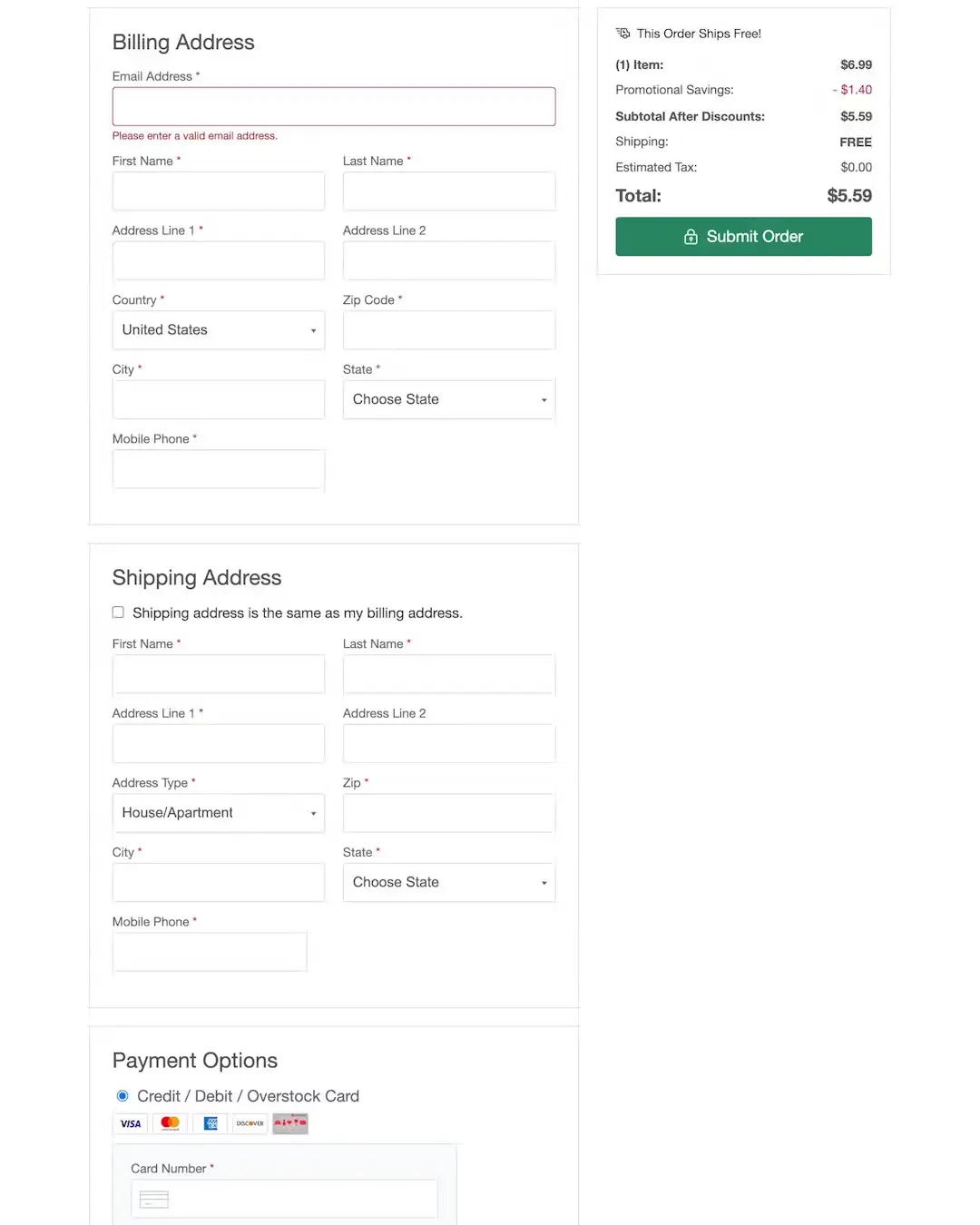 Shipping address